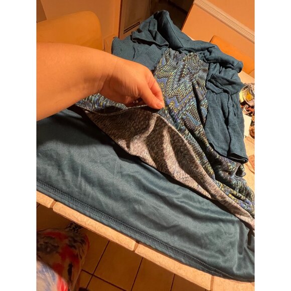 Peacock Chevron Pattern Sleeveless Dress With 3/4 Sleeve Open Front Cardigan 2X - Picture 10 of 10